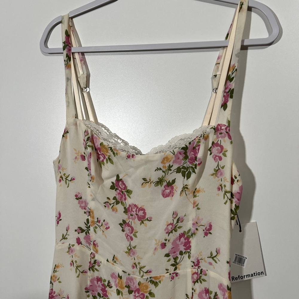 NWT Reformation Irisa Floral Trumpet Dress In Posy Print Sz 12 Pink - Picture 6 of 12